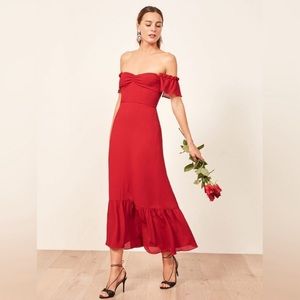 New with tags Reformation butterfly dress red 4